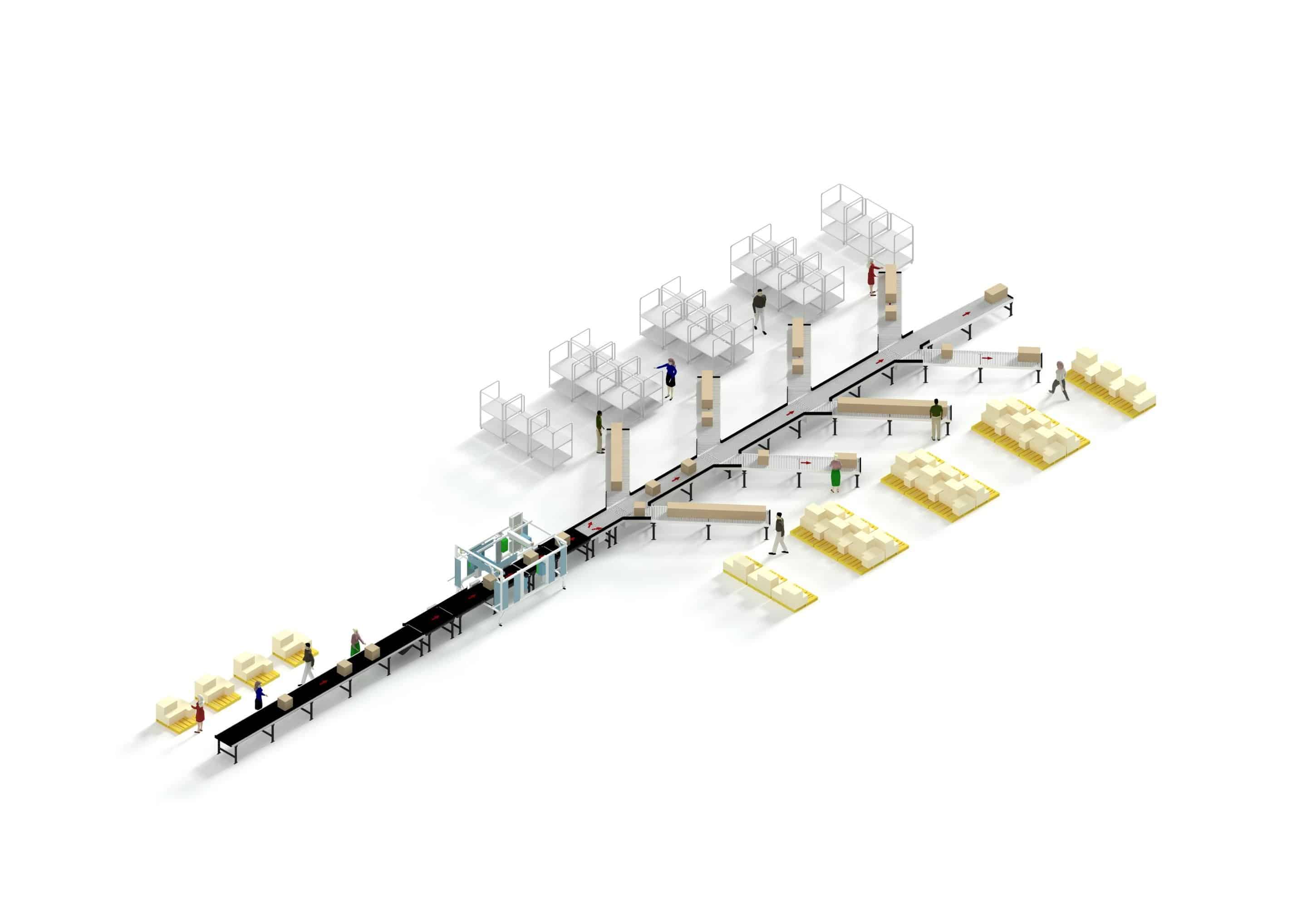 Automated parcel sorting artists impression