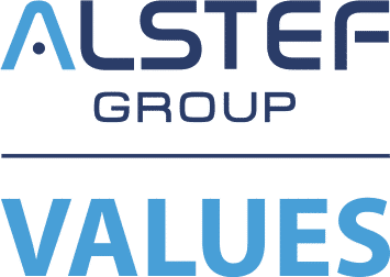 Alstef Group logo with Values subtext