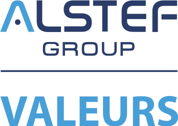 Logo du groupe Alstef avec sous-texte "Valeurs"
