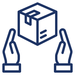 Hands holding a box icon