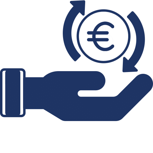 Hand holding a coin icon