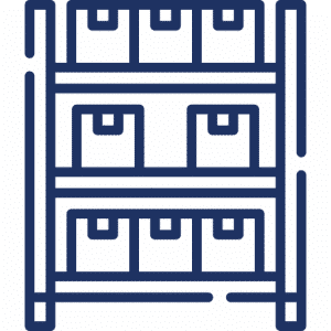 Packages on shelves icon