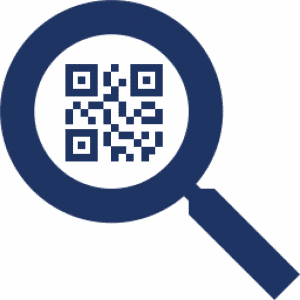 Magnifying glass with QR code icon