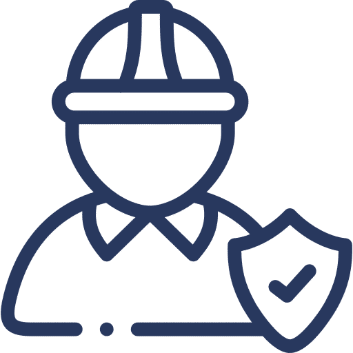 Person wearing hardhat with checkmark icon