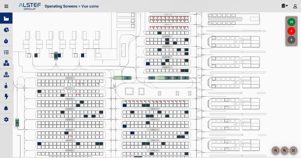 Interfaz del software de gestión de flotas de AGV