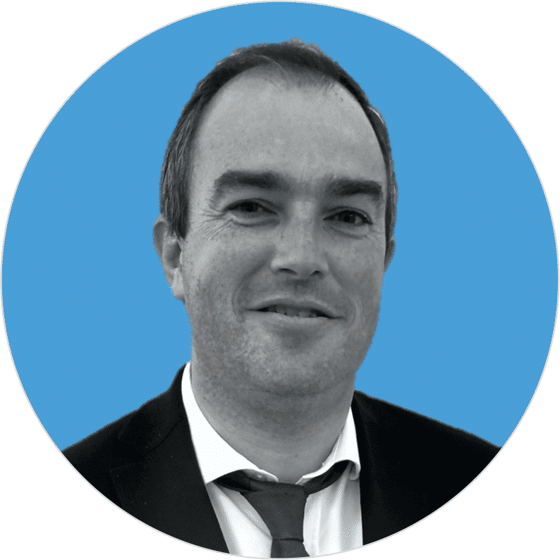 Headshot of Phillipe Hamon on blue circle
