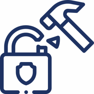 Hammer breaking a padlock icon