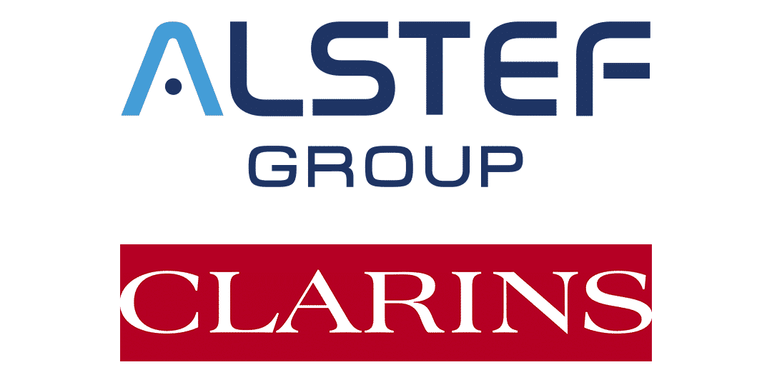 Logos du Groupe Alstef et de Clarins