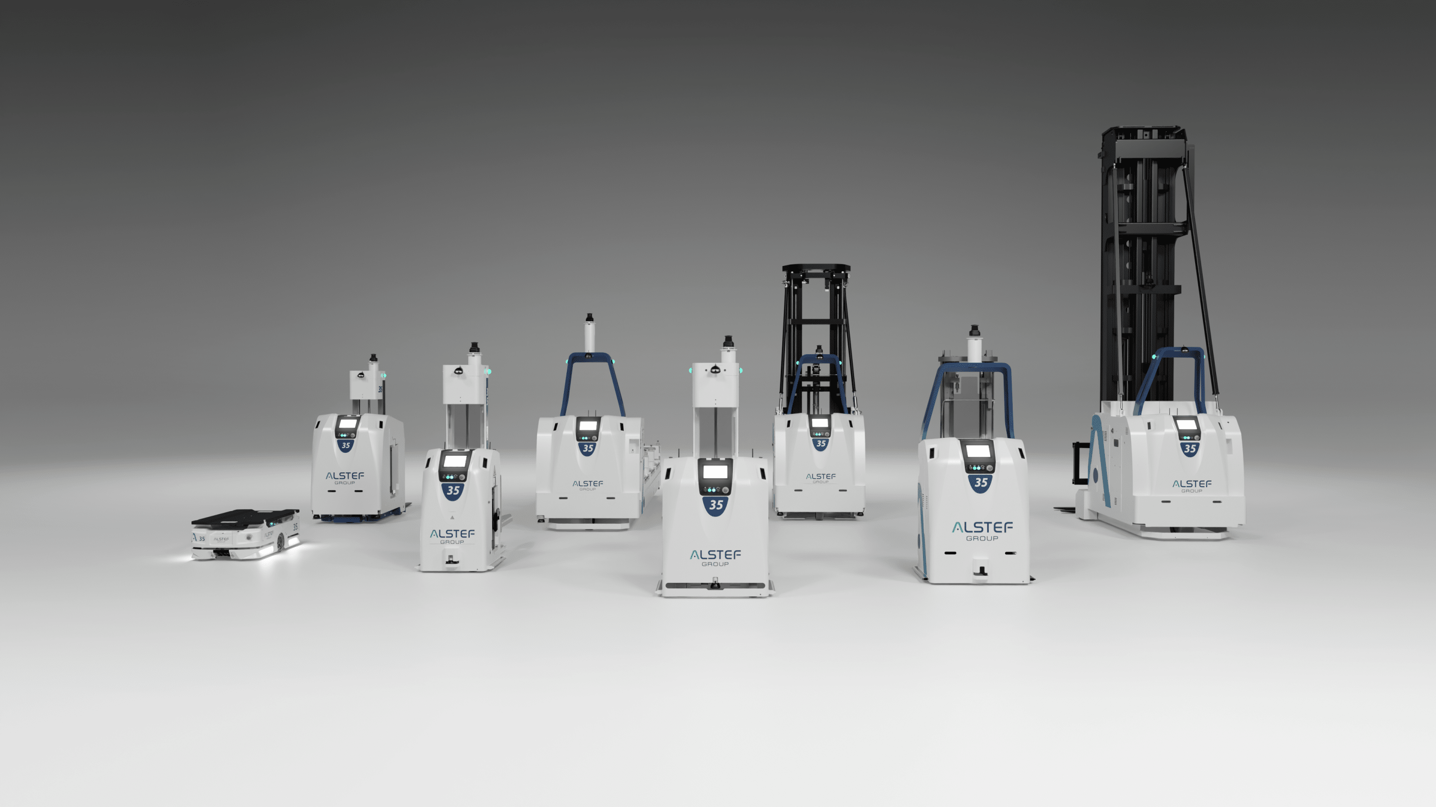 Gamme  AGV AMR range Automated Guided Vehicle Alstef Group