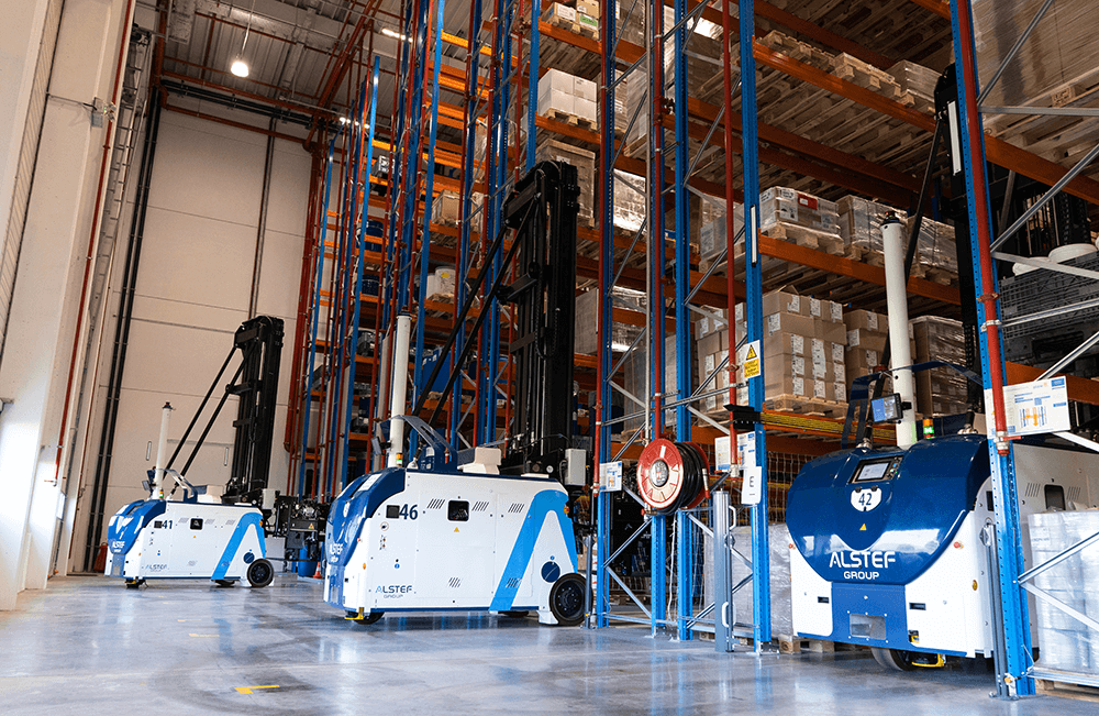 AGV in action in a warehouse